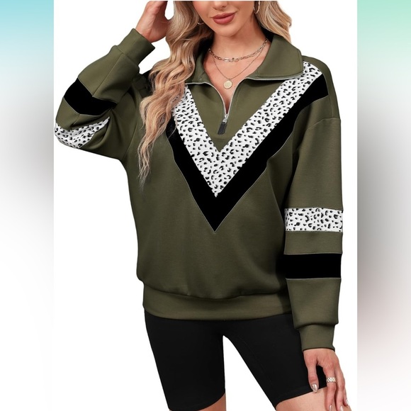 Womens Oversized Half Zip Sweatshirt Pullover Tops Long Sleeve Fall Y2K S - Picture 1 of 4
